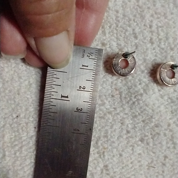 Round pink button post earrings posts need cleaning no backs. - Picture 3 of 3